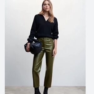 Mango L faux leather pants